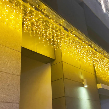 GTSYDING 400 LED Icicle Lights Outdoor, 32.8 FT 80 Drops 8 Modes Christmas Twinkle Waterproof Connectable Fairy String Lights for Indoor Party Wedding Balcony Roof Decor, Warm White, 10M