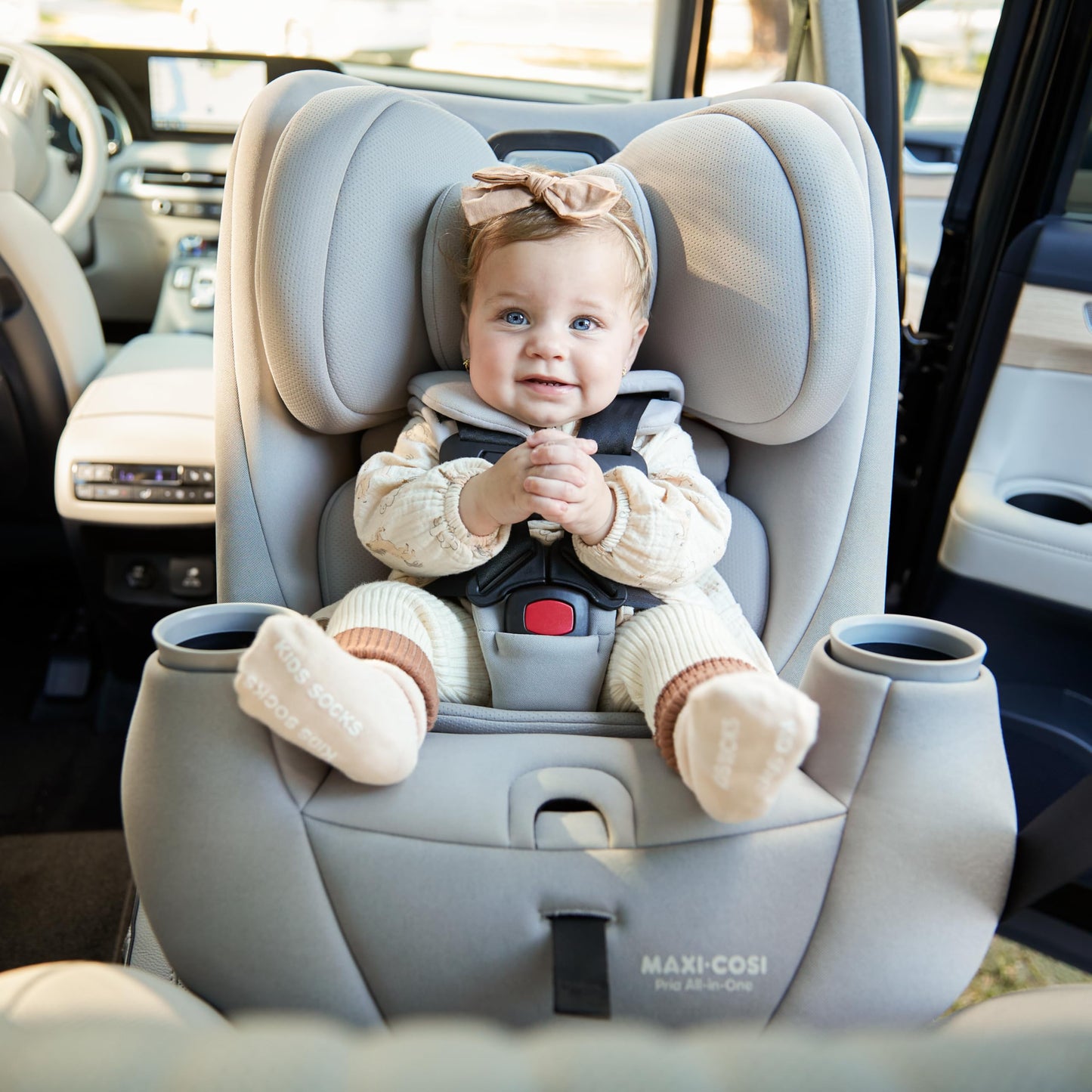 Maxi-Cosi Pria All-in-One Convertible Car Seat, Infant to Toddler Car Seat, Easy-Install Harness, Machine-Washable Cover, 5-100 lbs, Sea Salt