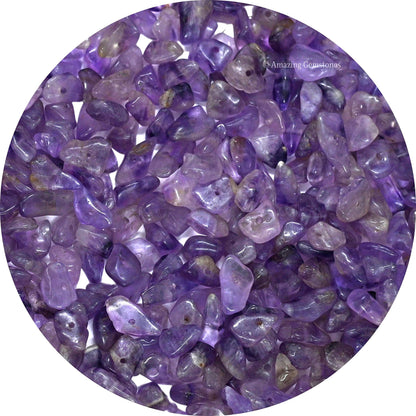 Amethyst Pre Drilled Natural Crystals Crushed Chips Beads for Jewelry Making, DIY Handmade Healing Crystals (25 Inch Strand)