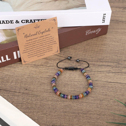 Mikovivi Inspirational Gift for Women, Colorful 7 Chakras Natural Stone Bracelet Adjustable Yoga Spiritual Crystal Beaded Bracelets Encouragement Jewelry for Women Men