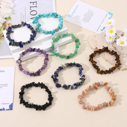 SONNYX 12 PCS Crystals Chip Bracelets Set for Women Natural Gemstone Bracelets Colorful Gravel Bead Bracelets Irregular Chips Beads Bracelet Reiki Stretch Beaded Bracelets Jewelry
