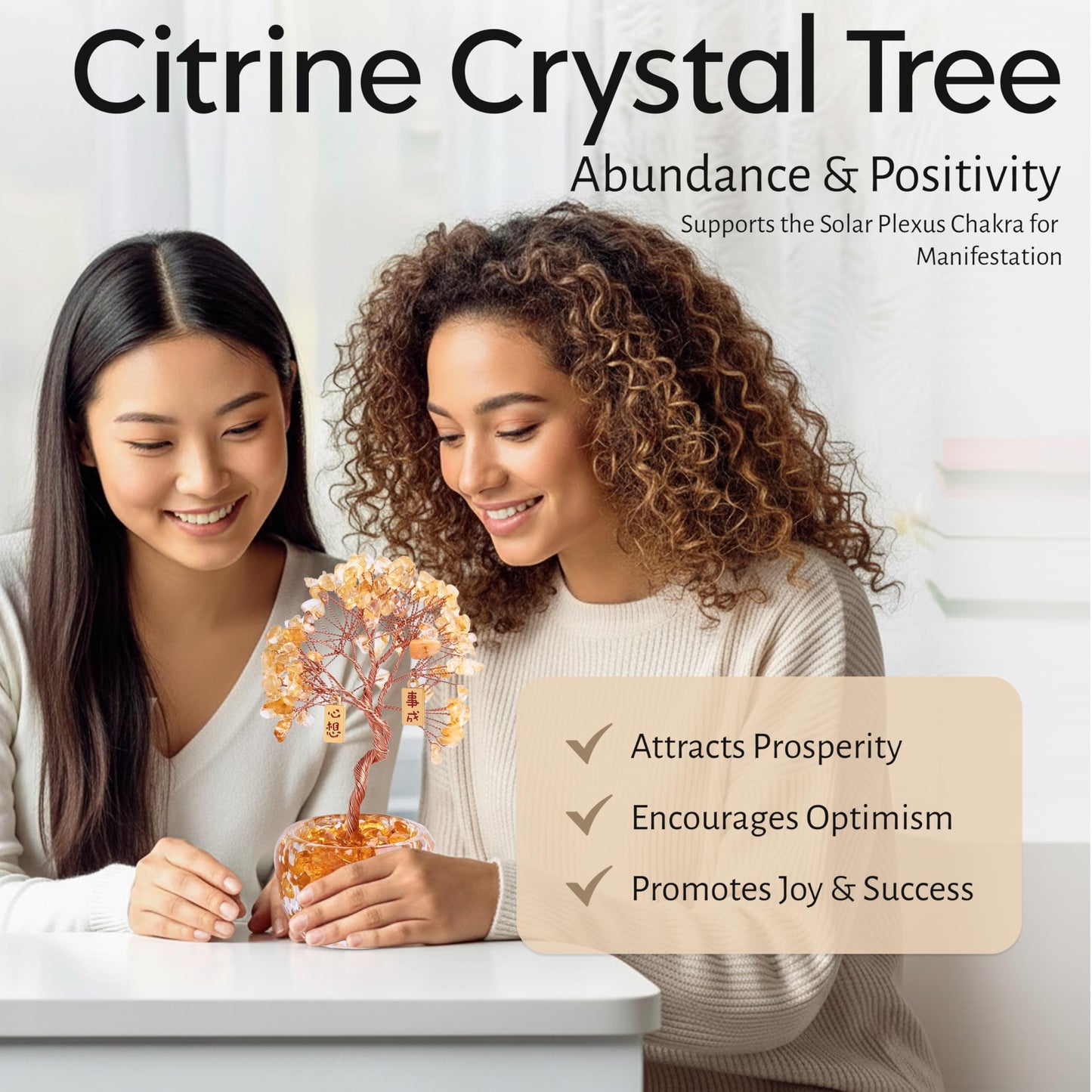 Now Aurah Citrine Crystal Ornament Handmade Gemstone Tree for Desk Decor Feng Shui Money Tree Attracts Wealth & Positive Energy. Thoughtful Gift for Women &Men