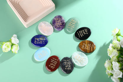 NUKAYAI Inspirational Gifts Black Labradorite Worry Stone Crystal Stone Healing Crystals Pocket Natural Stress Relief Gifts Meditation Accessories Palm Reiki Trinket Anxiety Relief Items for Women Men