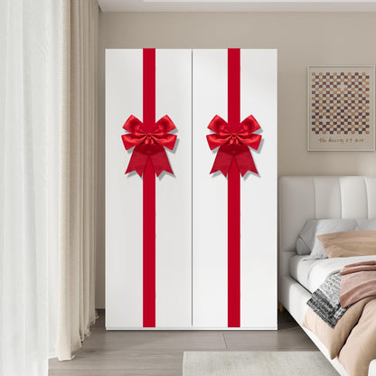 Iceyyyy 2 Pcs 14.2Ft Extra Large Christmas Front Door Warpping Bow, Adjustable Red Christmas Doors Ribbon Bow with Buckle, Giant Christmas Door Wreath Bows for Cabinet Door Home Festival Decor