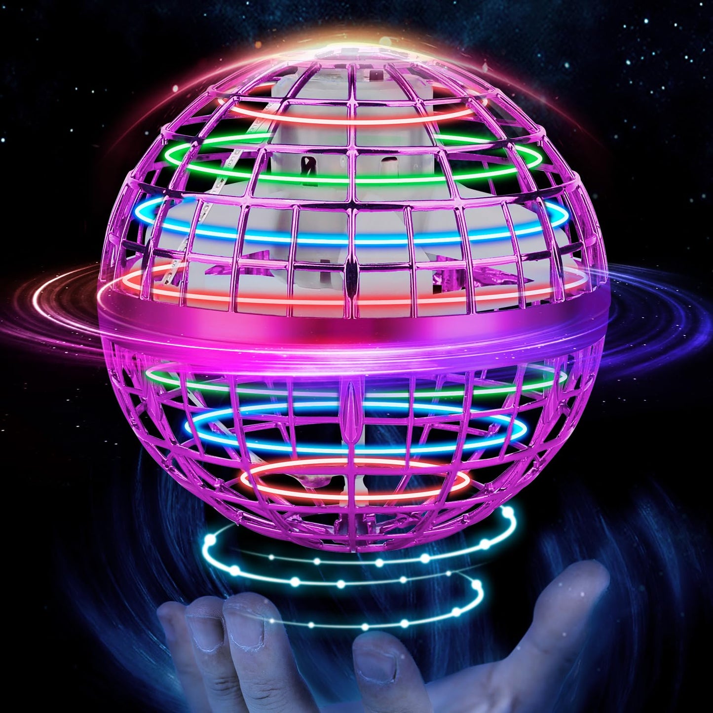 Junywell 2026 Flying Orb Ball Toy, Hover Ball Fly Fidget Spinner, Cool Toys Gifts for 6 7 8 9 10 11 12+ Years Old boy Girls Teens, Hand Mini Drone Cosmic Globe, Indoor Outdoor Toys Purple