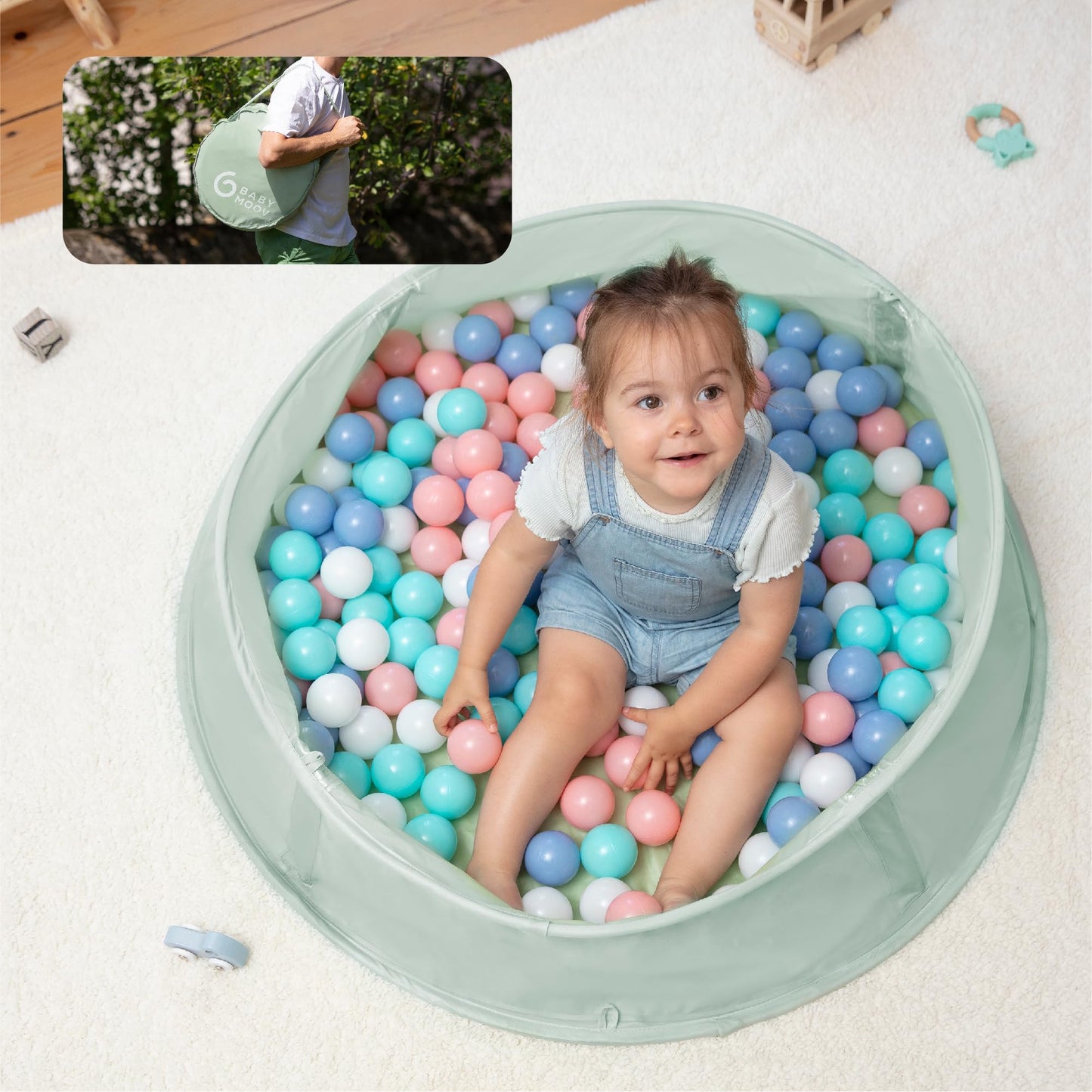 Babymoov Aquani 3-in-1 Infant & Baby Beach Tent & Pool, UV Protection Sunshade, Pop-Up Play Area & Portable Outdoor Paddling Pool, Provence