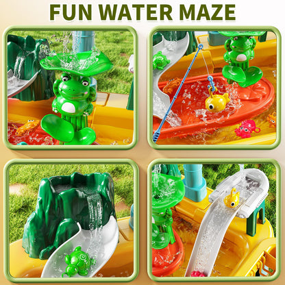 KIZONLY Water Play Table Toy for Toddlers 1-3 4-8 Years Old, Kitchen Sink with Pump and Flowing Water, Fishing Games Outside Sensory Gift Toys for Kids 2 3 4 5 6 7 8 Boys Girls