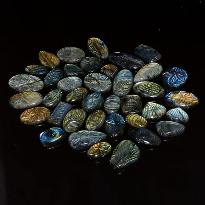 Natural Labradorite Gemstone- Healing Crystals for DIY Jewelry Making -Loose Natural Cabochon -Perfect for Crafting Unique Jewelry Designs Gift for Her, Mother and Wife (5 pcs, 25-35 mm)