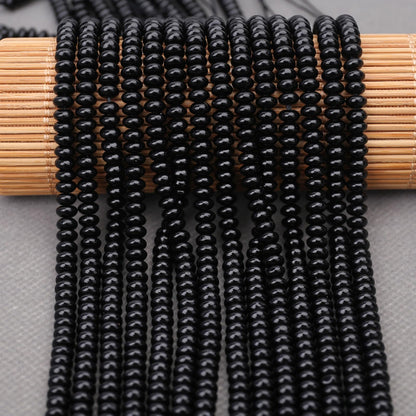 BONNY BOXX 1 Strand (150PCs) Natural 2 * 4mm Black Obsidian Rondelle Beads, Natural Abacus Disk Stone Beads Loose Spacer Gemstone for DIY Bracelet Necklace Jewelry Making