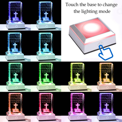 Movdyka 3D Crystal Christian Gifts for Women Men Faith, Inspirational Bible Verse Religious Gift Keepsake with Colorful LED Night Light, Get Well Spiritual Gifts Ideas for Birthday