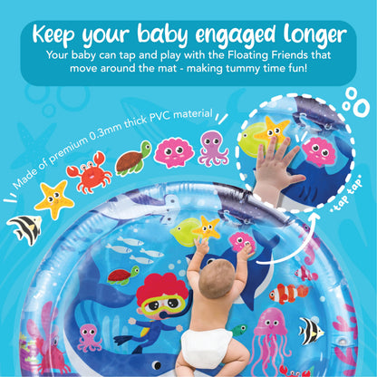 KooKooBaby Tummy Time Water Mat for Babies - Xtra Large Sensory Baby Water Mat for Tummy Time & Motor Development - Leak-Proof Water Pad, Durable Infant Water Play Mats for Baby Boys & Girls 3 Months+