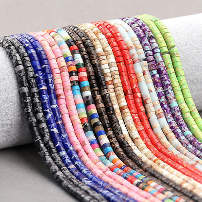 BONNY BOXX 150PCs Natural Snake Skin Imperial Jasper Spacer Beads, Loose Semi Precious Flat Round Gemstone Heishi Disc Stone Beads for Beading Jewelry Making 4mm*2mm