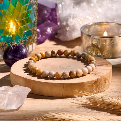 Bivei Coral Jade-Creativity &Calm-6mm Beaded Bracelets for Women Handmade Semi Precious Natural Stone Stretch Elastic Jewelry for Women Yoga Protection Gifts
