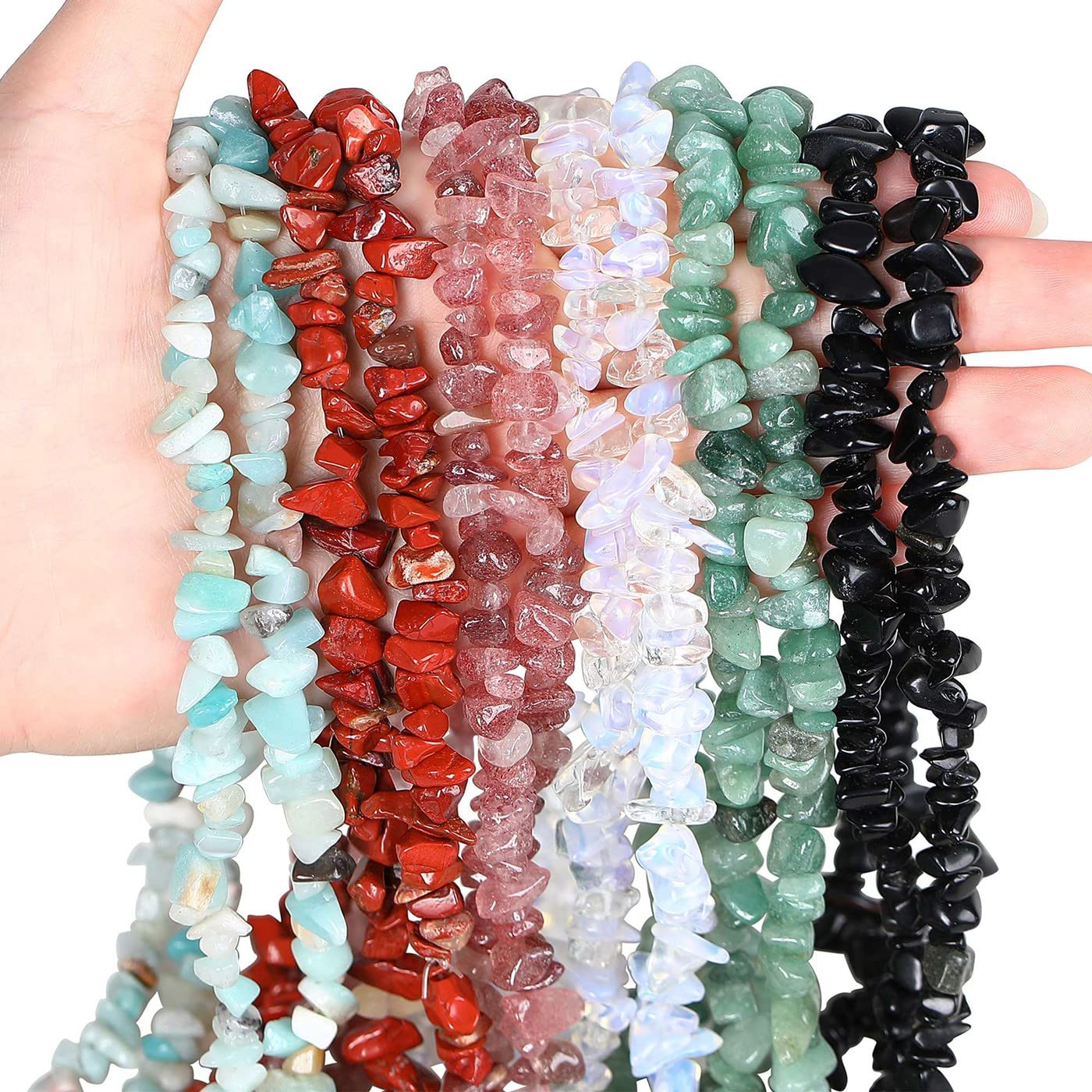 LAIDANLA Black Obsidian 400pcs Natural Chip Stone Beads 5-8mm Healing Crystal Irregular Gemstones Drilled DIY Loose Rocks Bead Crystal for Bracelet Earrings Necklace Jewelry Making Crafting