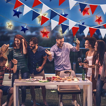 33 ft Pennant Banner Flags,Flag Triangle Bunting Garland Decor，for Fourth of July,Wedding,Birthday Party,Baby Shower,Graduation,Golf Party Decor (Blue White Red Independence Day Banner Decor)