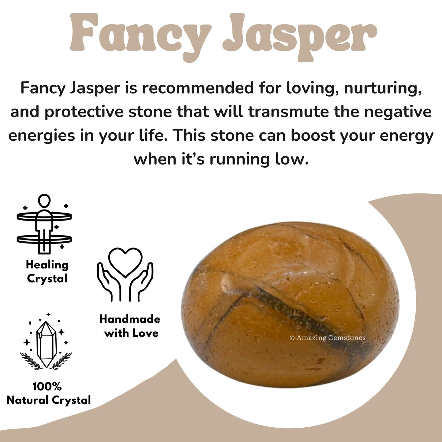 Amazing Gemstone Fancy Jasper Crystals and Healing Stones Tumbled - 1 oz Fancy Jasper Stone, Natural Healing Stones for Energy Balance, Stress Relief - Premium Polished Gems Rocks for Meditation