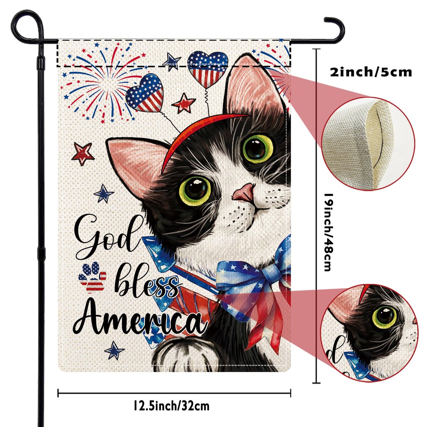 YOVOYOA Cute Black Cat Garden Flags for Outside Set of 12, Welcome Seasonal Garden Flags 12x18 Double Sided, Kitten Yard Flags for All Seasons and Holidays, Winter Spring Yard Flag for Holiday Decor