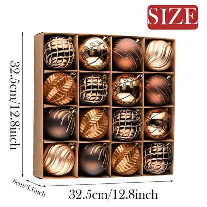 Valery Madelyn Luxurious Copper Gold Christmas Ball Ornaments, Shatterproof Christmas Tree Ornaments for Xmas Decoration (2 Items Bundle