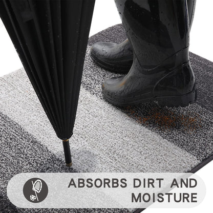 Kitinjoy Indoor Outdoor Door Mat, 32x20 Non-Slip Absorbent Dirt Trapper, Low-Profile Washable Inside Entrance Front Floor Mat, Sturdy Soft Entry Doormats for Entryway, Grey