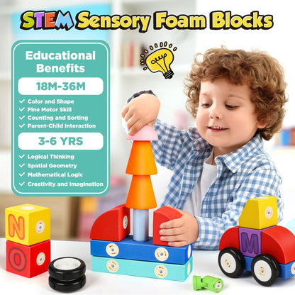 Joyfresh ABC Foam Magnetic Blocks for Toddlers, 52pcs, Building Letters Block for Kids 2 3 4 5 Years Old, Alphabet Blocks Toys Gifts for Boys Girls