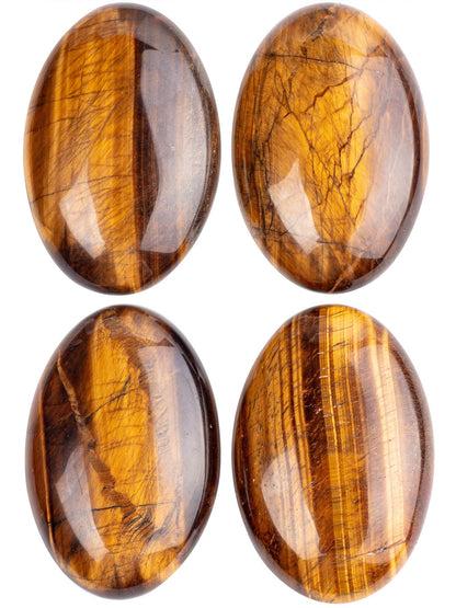 UFEEL Tiger's Eye Palm Stone Crystal Natural Chakra Reiki Polished Healing Love Oval Pocket Worry Stone Crystals for Anxiety Stress Relief Therapy