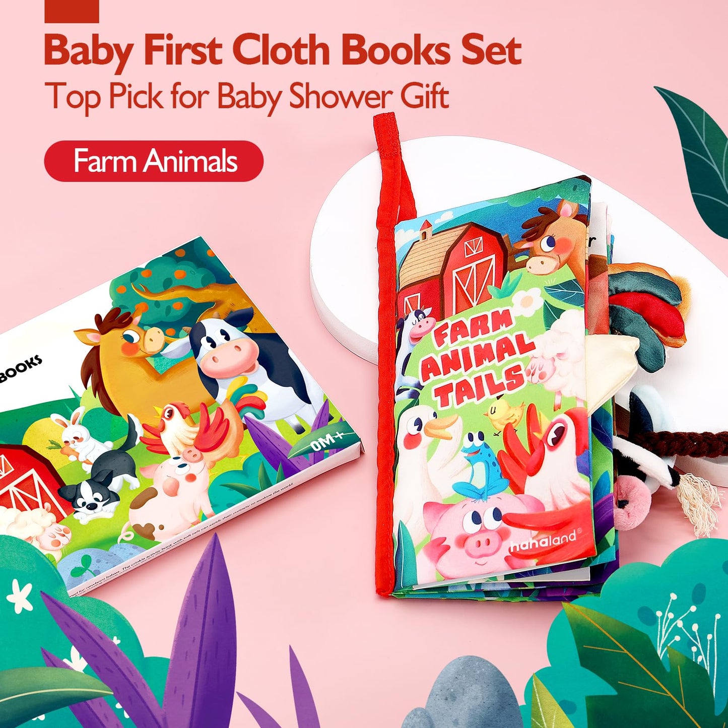 hahaland Baby Books 0-6 Months - 3D Touch and Feel Soft Activity Books Tummy Time Sensory Baby Toys