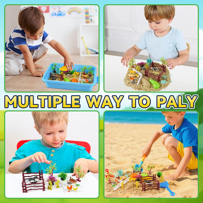 KAYOMIPE Farm Play Sand Toys for Toddlers, 45PCS 2.65Lbs Sensory Sand Set, Kids 3-7 Indoor Outdoor Toys, Christmas Birthday Gift for Boys Girls