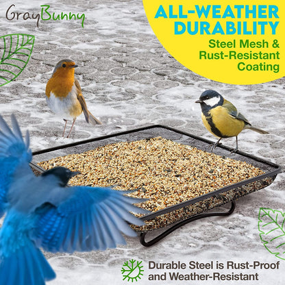 Squirrel Proof Bird Feeder for Outdoors Hanging (Metal Green) | 4 Ports, Chew-Proof & Weather Resistant Backyard Bird Feeder Gift, Garden Yard Decoration (10.25 x 6.25 x 6.25 in)