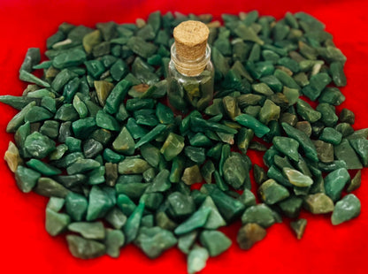 Indian Consigners Natural Crushed Polished Tumbled Gem Stone Chips, Decoration & Healing Crystals (Green Jade)