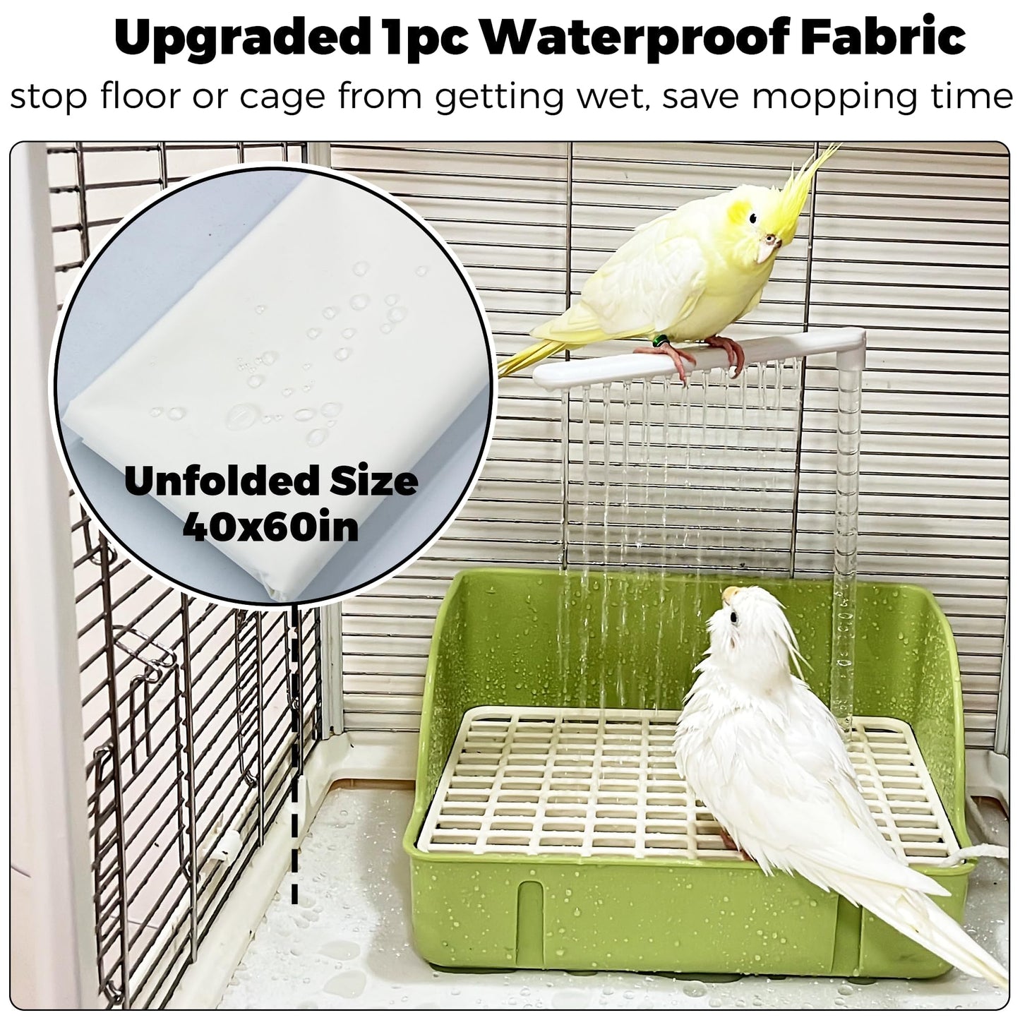 Automatic Parakeet Bird Bath with Pump, Large Bird Shower Fountain Indoor Bathtub with Running Water, Parrot Bath Tub Faucet for Pet Birds, African Grey, Cockatiel, Conure, Budgie, Lovebird