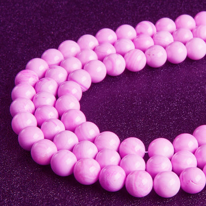 60pcs 6mm Pink Shell Jasper Beads Natural Gemstone Beads Round Loose Beads for Jewelry Making