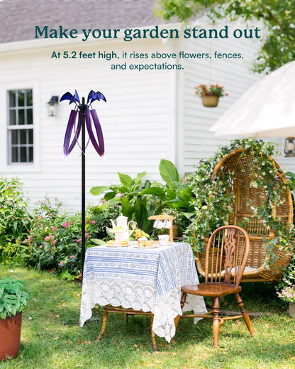 Cyan Oasis Wind Spinners for Yard Garden, Large Outdoor Metal Wind Spinner with Stake, Kinetic Wind Sculptures & Spinners Windmill for Outside Lawn Yard Art Decor(15" W x 73" H)