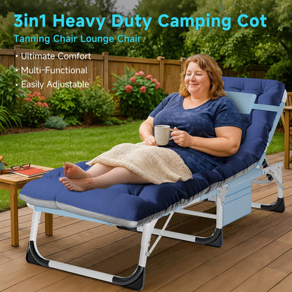 ABORON Heavy Duty Tanning Chair, Outdoor 5-Position Folding Chaise Lounge Chair with Pad, Portable Beach Lounge Chair for Outdoor Sunbathing Patio Pool Lawn Deck Poolside