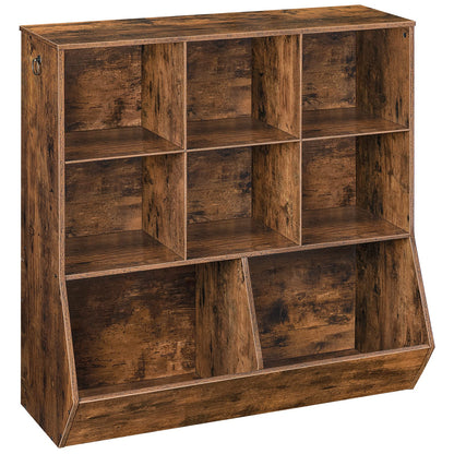 HOOBRO Kids Bookshelf, Toy Storage Cabinet, Kids Toy Organizer, 8 Cubicles, Bookcase Footboard, Bookshelf for Kids, for Playroom, Bedroom, Nursery, School, Rustic Brown FG35CW01G1