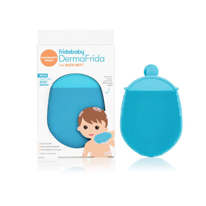 Frida Baby DermaFrida the Bath Mitt | Toddler Quick-Dry Body Bath Brush, Silicone, Replacement to Kid's Washcloth | Fits Both Parent or Child for Early Stage Development