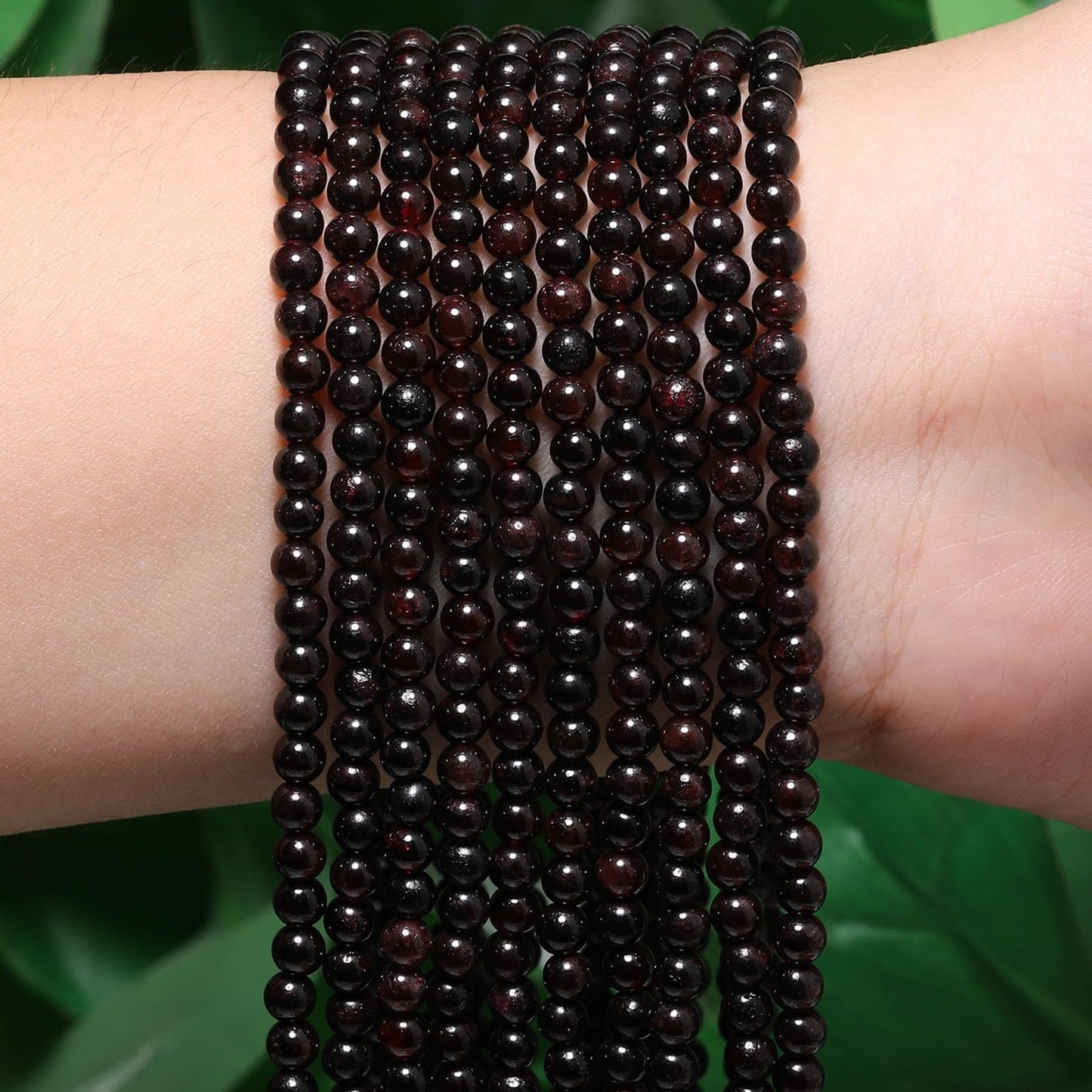 Songxi 90pcs 4mm Red Garnet Natural Round Stone Beads for Jewelry Making, Smooth Loose Small Gemstone Beads for Bracelets Necklace, Chakra Stones with Energy Power