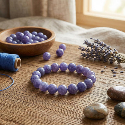 Yochus 60pcs Blue Angelite Stone Beads，6mm Healing Power Natural Stone Round Loose Beads for Jewelry Making Earring Necklace DIY Crafts