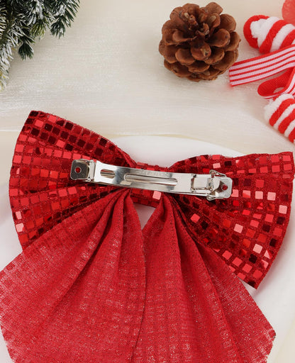 Wecoe 2pcs Christmas Hair Bows Clips - Sparkly Hair Barrettes & Holiday Disco Hair Accessories for Women & Girls