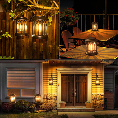 WdtPro 4 Pack Solar Lantern Outdoor Lights, Upgraded Bright Solar Lanterns Outdoor Waterproof, Hanging Solar Powered Lantern Over 12Hrs Lights for Outside Garden Yard Patio Tree Path Decor