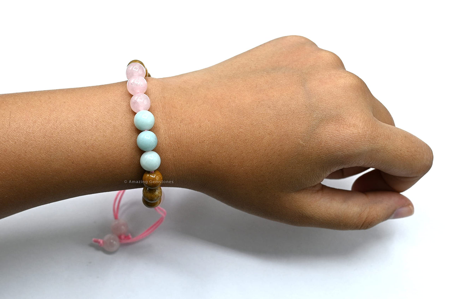 Amazing Gemstone Trauma Manifestation PTSD Bracelet - Rose Quartz Amazonite Yellow Jasper Bracelet Set for Men Women Healing Calming Anxiety Stress Relief Item Gifts(Adjustable)