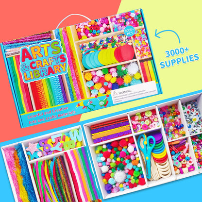 Itopstar Crafts for Kids -3000pcs+ Art Supplies Kids Art Supplies Great for School, Homeschool and Kindergarten DIY Crafting Projects-Giant Craft Box for Supplies