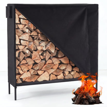 DUMOS 4FT Heavy Duty Firewood Storage Rack, Firewood Storage Log Rack with Cover and Zipper, Indoor Outdoor Wood Racks for Fire Wood Holder