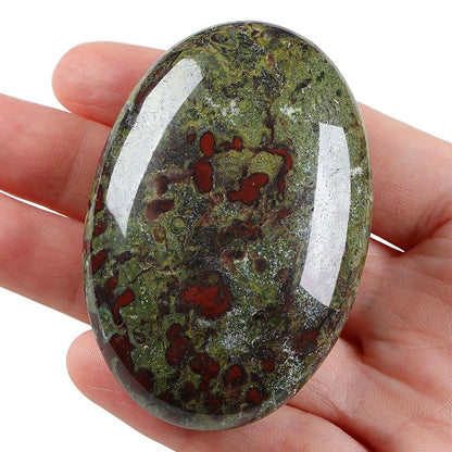 LAIDANLA Dragon Blood Stone 2.4" Large Palm Stone Healing Crystals Natural Gemstones Calming Effects Energy Balancing Reiki Polished Worry Stone Cleansing Protection Anxiety Stress Relief Therapy 1PC