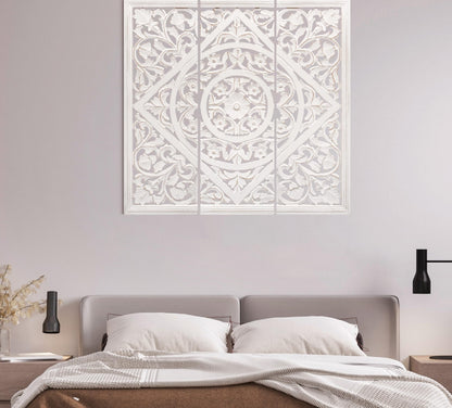 James Symfony Decorative Wall Panels - Living Room Wall Art Decor, Bedroom Decor, Christmas Wall Decor, Set of 3 - 36x12 Inch White