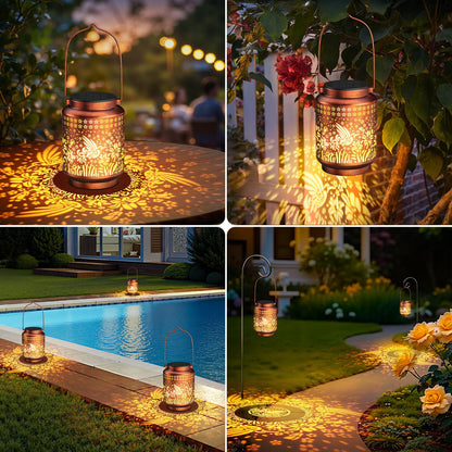 KOOPER 2 Pack Solar Lanterns Outdoor Waterproof Birthday Gifts for Women Mom Grandma, Upgraded Hummingbird Hanging Solar Lantern Lights Outdoor, 2 Modes Metal Outdoor Decoration for Yard, Patio