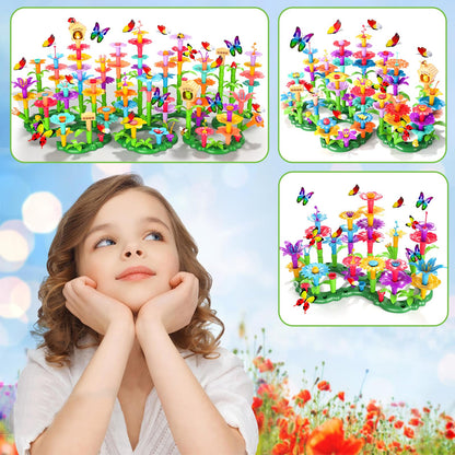 238Pcs Flower Garden Building Toys for Girls 3 4 5 6 7 Year Old, Upgrade DIY Building Stacking Toys, STEM Preschool Educational Toddler Toys Brain Development Kindergarten Kids Toy