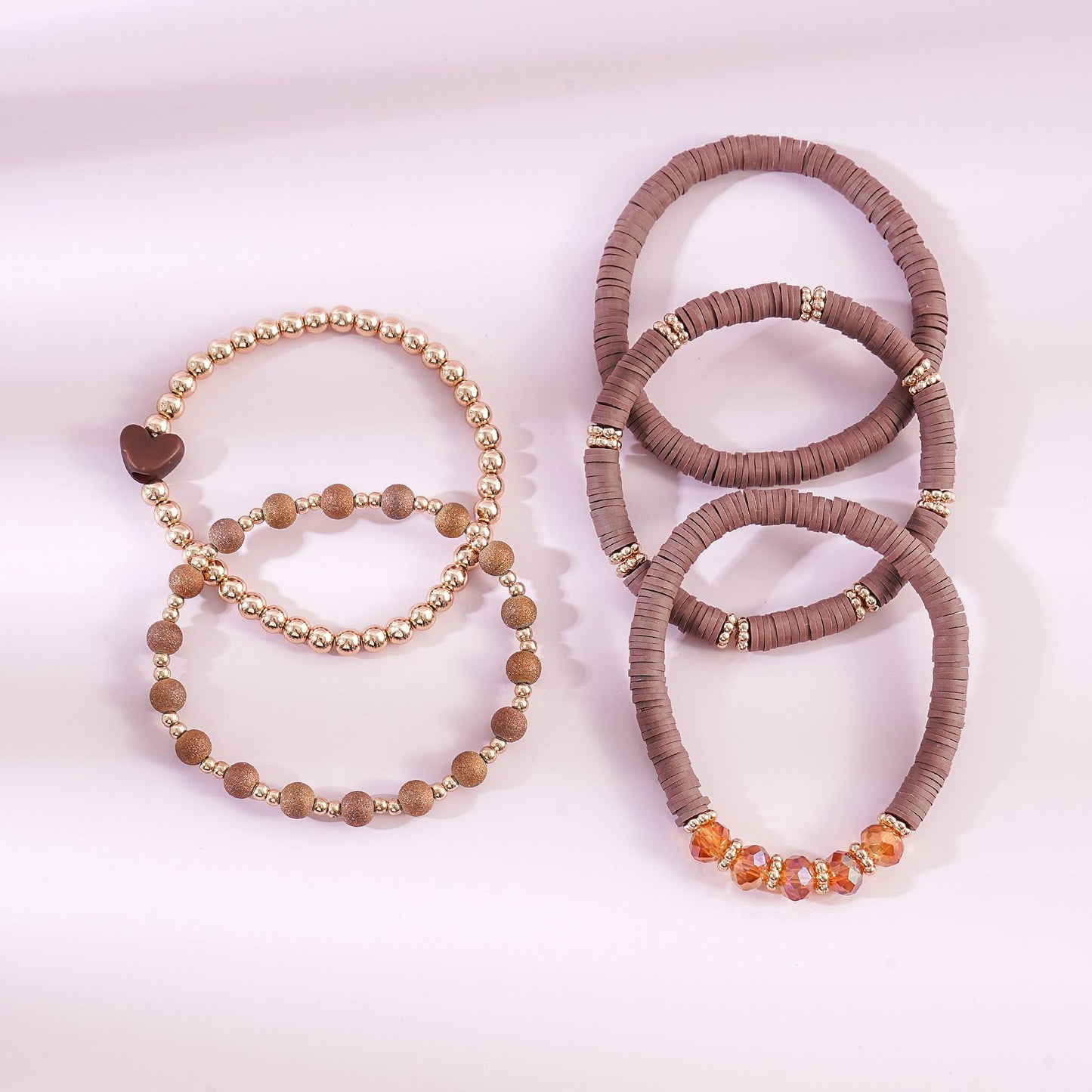 RISHEGAE Heishi Beaded Stretch Bracelets for Women Stackable Polymer Clay Beads Bracelets Friendship Boho Summer Beach Bracelet Jewelry Set