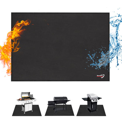 DocSafe 65 x 42 inches Under Grill Mat,Large 4 Layers Fire Pit Mat,Fireproof Mat Heat Insulated Protector for Deck,Patio,Grass,Smoker,BBQ,Reusable Oil-Proof and Waterproof Indoor Fireplace Pad,Black