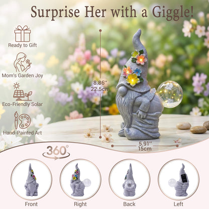 Acgarten Solar Funny Garden Gnome Statue: Outdoor Sculpture Lights for Yard Lawn Porch Balcony Patio Home Decor - Mothers Day Gifts for Mom Women Grandma
