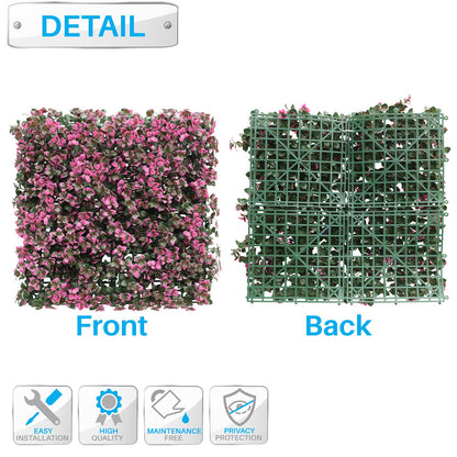 Patio Paradise 20"x20" (6PC) Artificial Grass Wall Panels Greenery Backdrop Faux Boxwood Hedge Fake Ivy Privacy Screen for Outdoor Wedding Décor Photography Background, Pink Reineckea Carnea